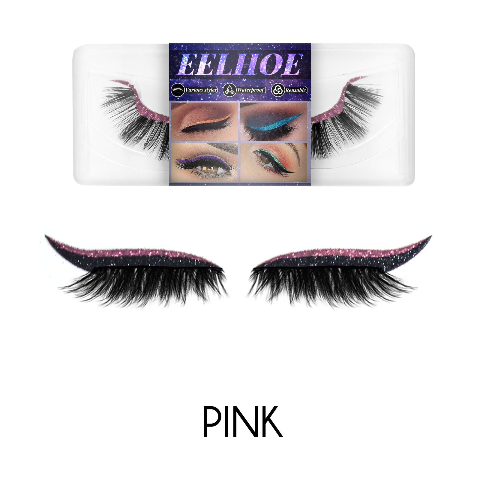 EELHOE glue-free imitation Mink Hair False Eyelashes Self-adhesive False Eyelashes European and American 3d Eyelash eyeshadow Eyeliner