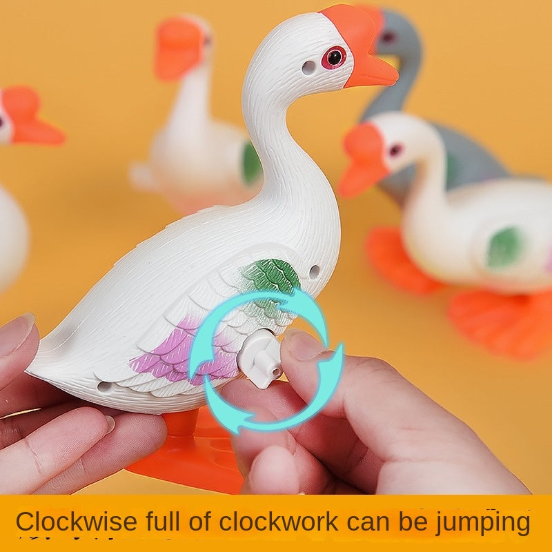 Clockwork Big White Goose Children&#039;s Toy Simulation Animal Jumping Swan Educational Toy That Can Run By Winding