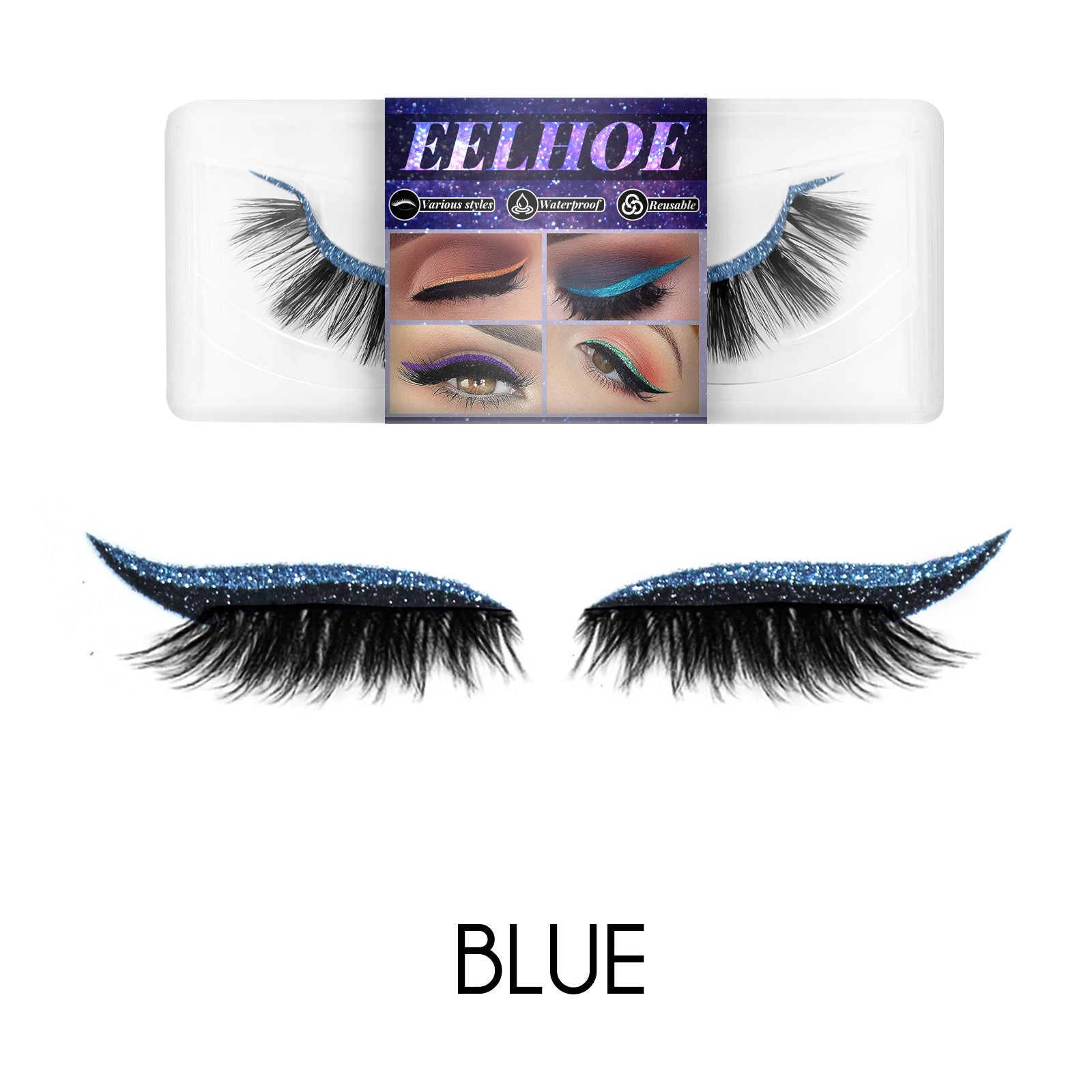 EELHOE glue-free imitation Mink Hair False Eyelashes Self-adhesive False Eyelashes European and American 3d Eyelash eyeshadow Eyeliner