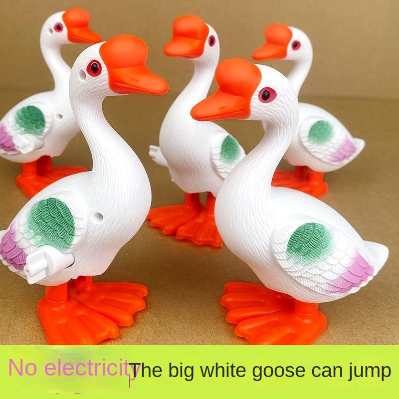 Clockwork Big White Goose Children&#039;s Toy Simulation Animal Jumping Swan Educational Toy That Can Run By Winding