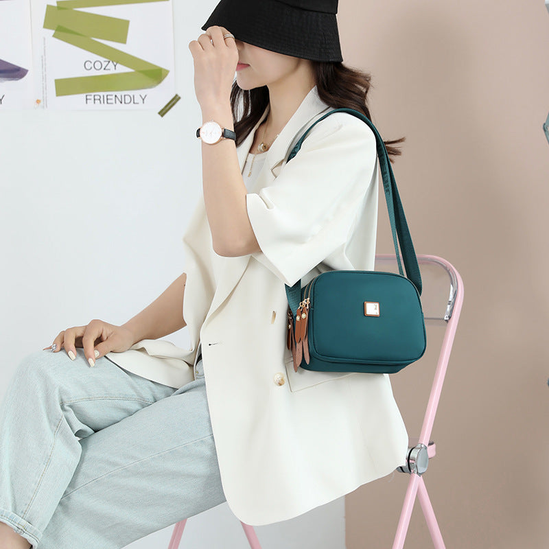 Three-layer Small Square Bag Women&#039;s 2023 New Women&#039;s Crossbody Bag Fashionable Simple Nylon Cloth Bag Multi-compartment Mobile Phone Bag