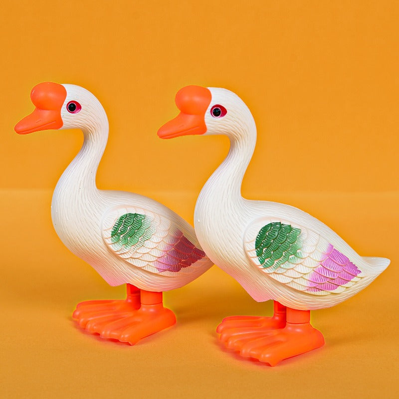 Clockwork Big White Goose Children&#039;s Toy Simulation Animal Jumping Swan Educational Toy That Can Run By Winding