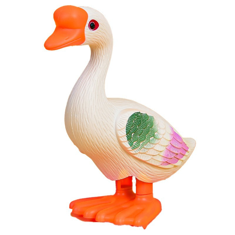 Clockwork Big White Goose Children&#039;s Toy Simulation Animal Jumping Swan Educational Toy That Can Run By Winding