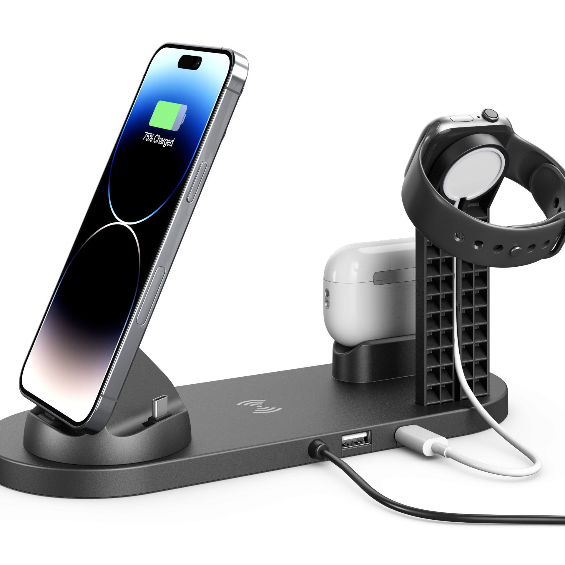 Multifunctional Four-in-one Mobile Phone Wireless Charging Base Suitable For Wireless Charging Of Apple Mobile Phones Airpods Iwatch