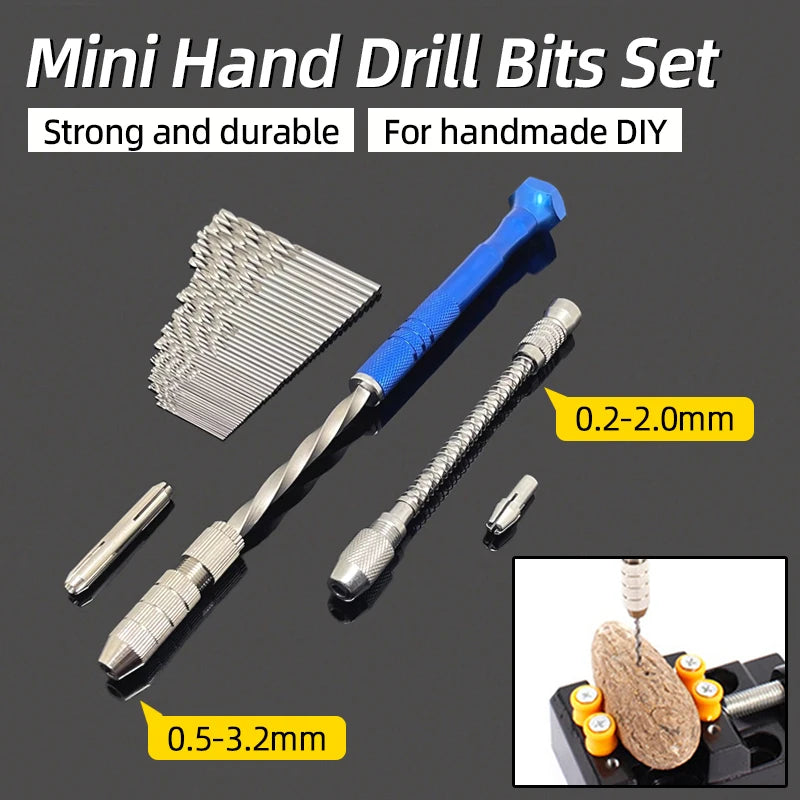 Semi-Automatic Mini Micro Hand Drill Aluminum Spiral Hand Manual Push Chuck 0.2-3.0mm Twist Drill Bits Manual Hole Punch Tools