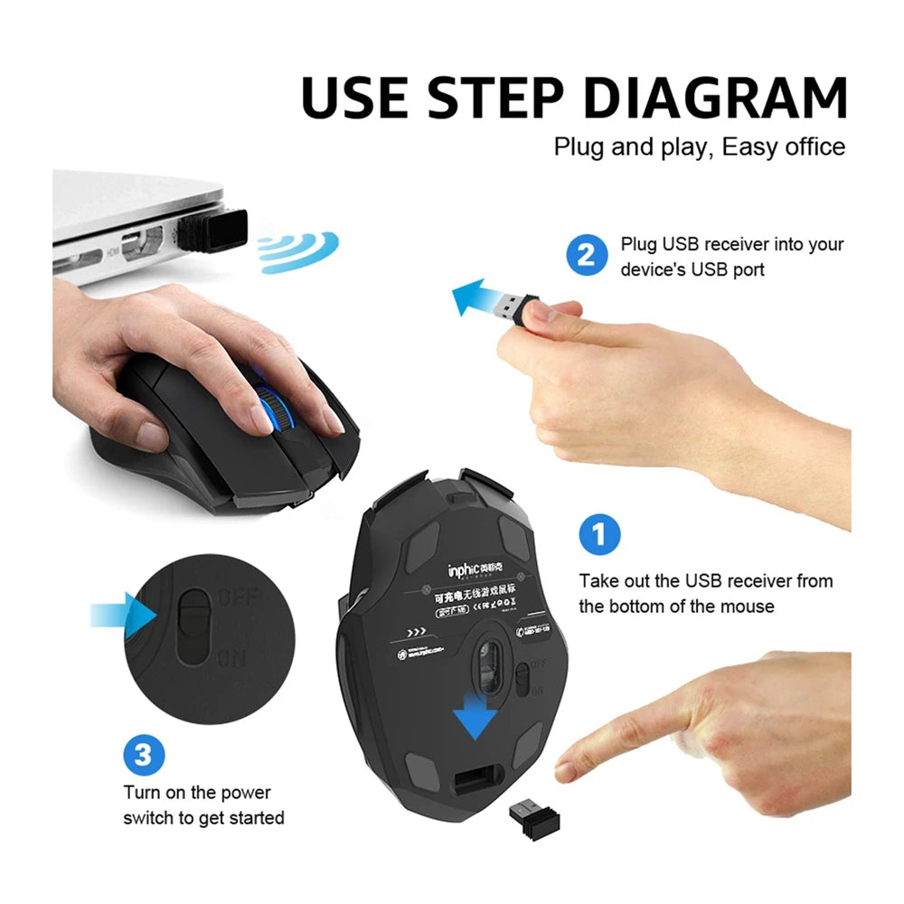 Bluetooth Rechargeable Wireless Mouse 2.4G PM6 Wireless Mouse Office Mute Support PC Laptop Tablet Gamer Mouse For Computer