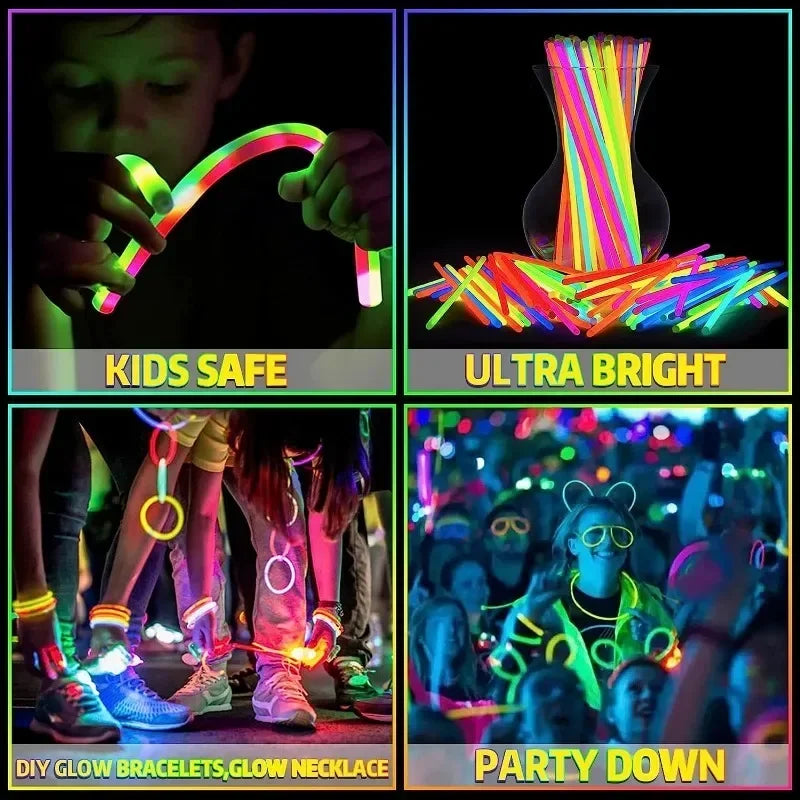 50/5Pcs Fluorescence Sticks Party Multicolor Glowing Stick Bright Colorful Light Bright Bendable Glow Bracelet Party Supplies