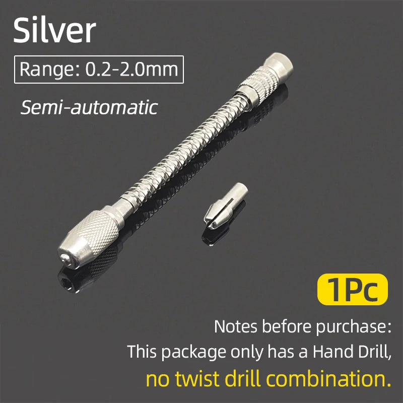 Semi-Automatic Mini Micro Hand Drill Aluminum Spiral Hand Manual Push Chuck 0.2-3.0mm Twist Drill Bits Manual Hole Punch Tools