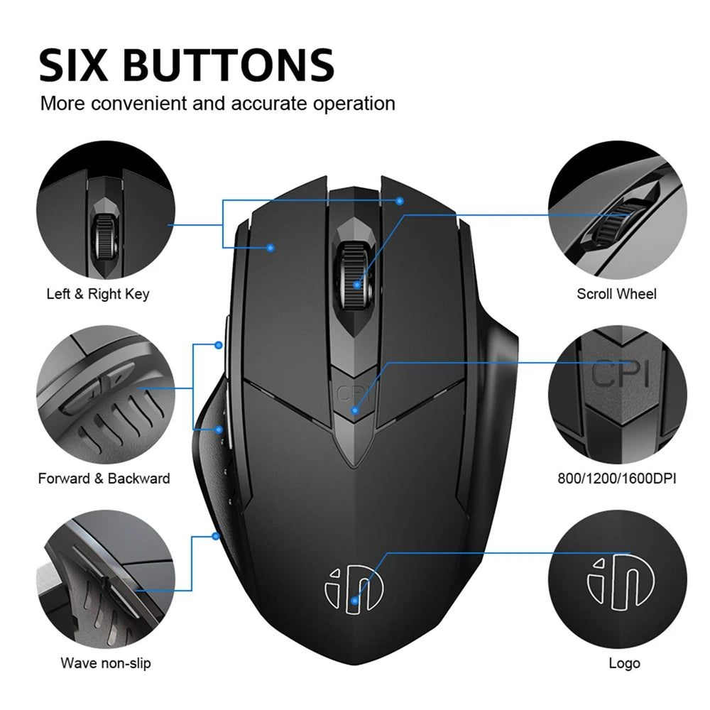 Bluetooth Rechargeable Wireless Mouse 2.4G PM6 Wireless Mouse Office Mute Support PC Laptop Tablet Gamer Mouse For Computer