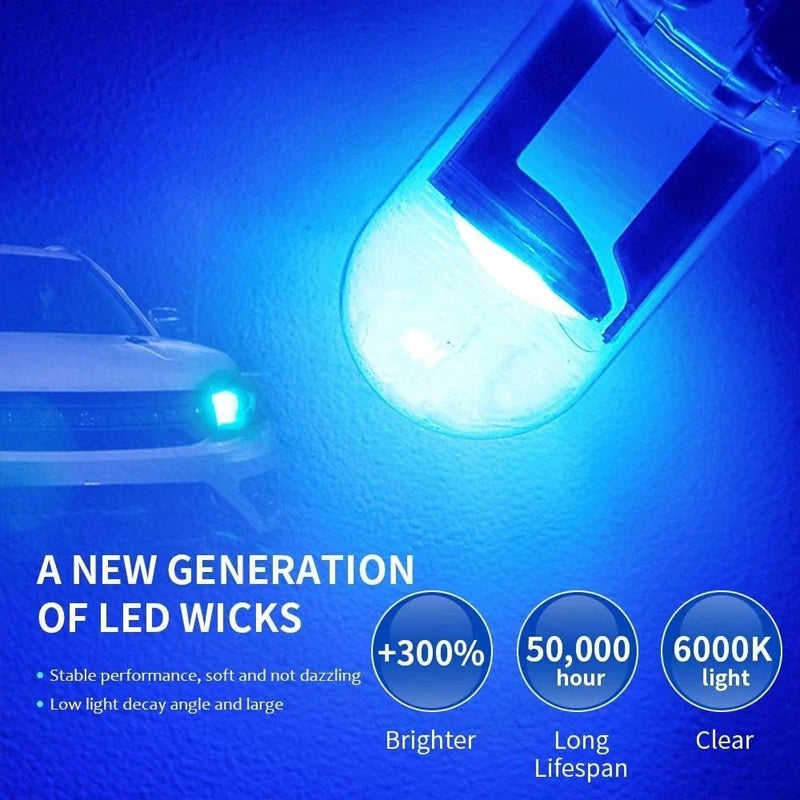 W5W Led T10 Car Light COB Glass 6000K White 12V Auto Automobiles License Plate Lamp Dome Reading Lamps DRL Bulb Accessories