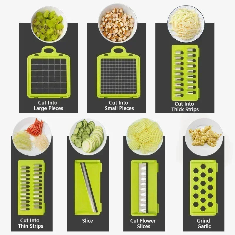 14/16 in 1 Multifunctional Vegetable Chopper Handle Food Grate Food Chopper Vegetable Slicer Dicer Cut Kitchen Items Cocina