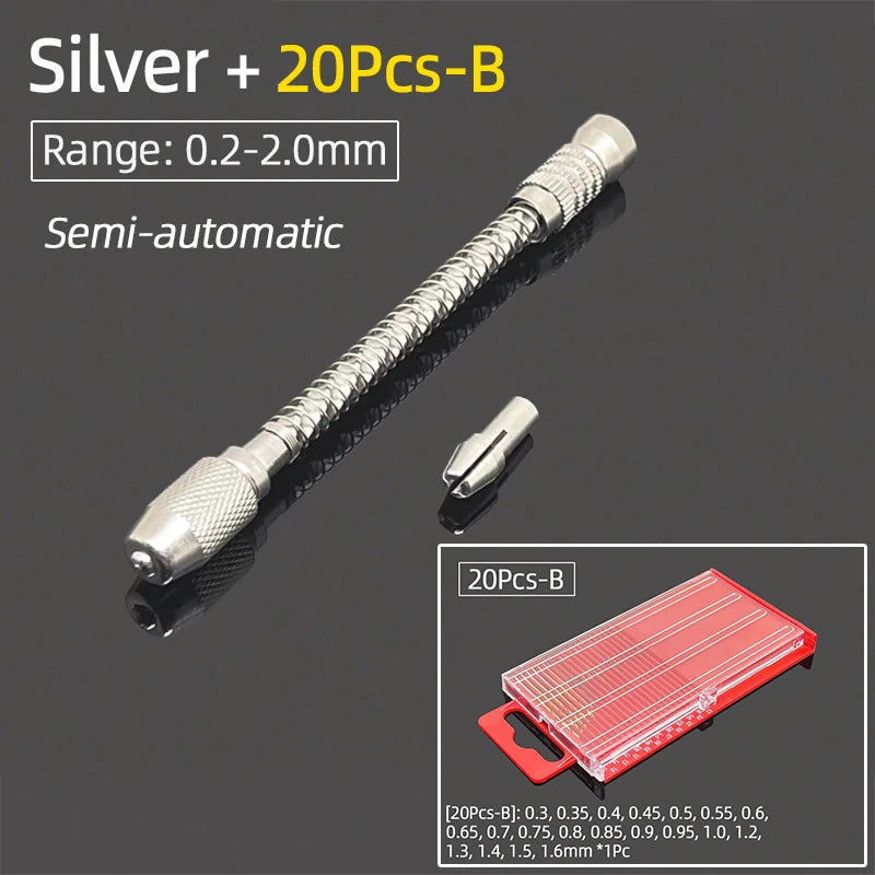 Semi-Automatic Mini Micro Hand Drill Aluminum Spiral Hand Manual Push Chuck 0.2-3.0mm Twist Drill Bits Manual Hole Punch Tools