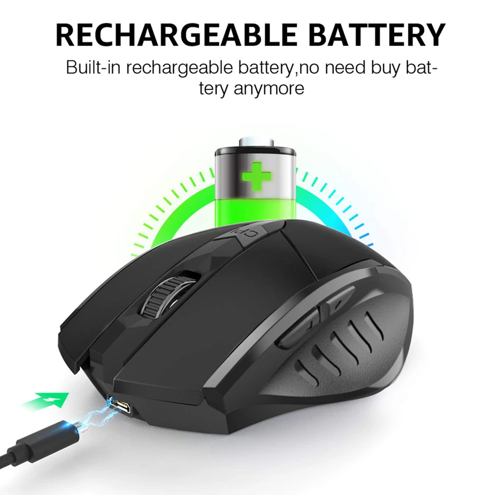 Bluetooth Rechargeable Wireless Mouse 2.4G PM6 Wireless Mouse Office Mute Support PC Laptop Tablet Gamer Mouse For Computer