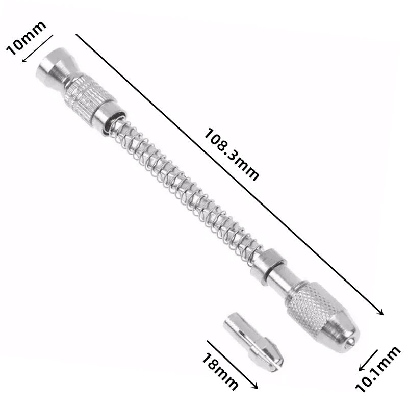 Semi-Automatic Mini Micro Hand Drill Aluminum Spiral Hand Manual Push Chuck 0.2-3.0mm Twist Drill Bits Manual Hole Punch Tools