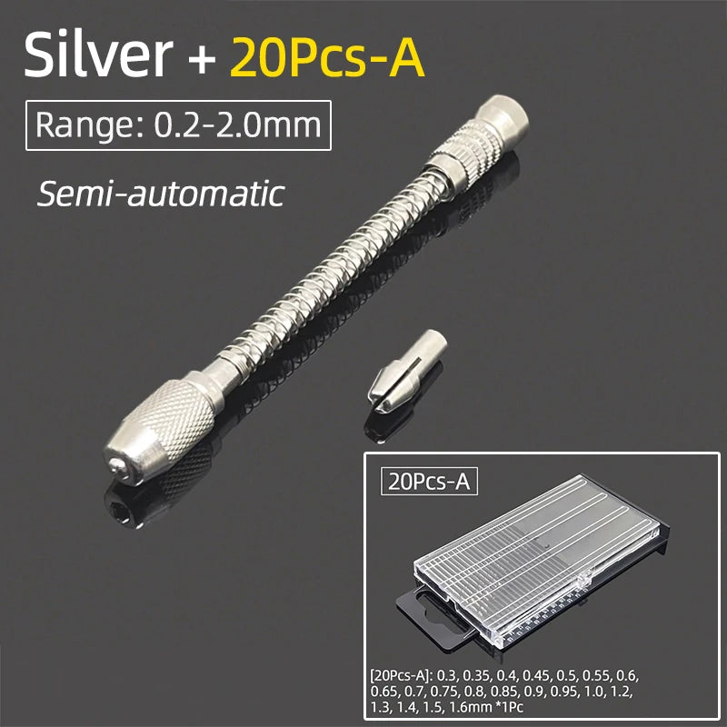 Semi-Automatic Mini Micro Hand Drill Aluminum Spiral Hand Manual Push Chuck 0.2-3.0mm Twist Drill Bits Manual Hole Punch Tools