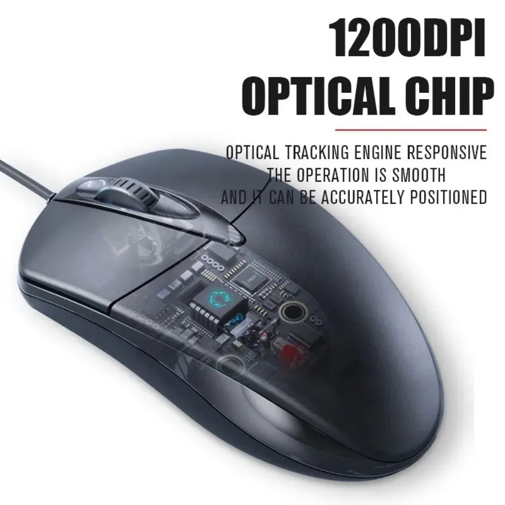 USB Optical Wired Mouse Laptop Home Office Mouse Anti Slip Roller 3D 1200DPI Game Mause Computer Accessories For PC Desktop