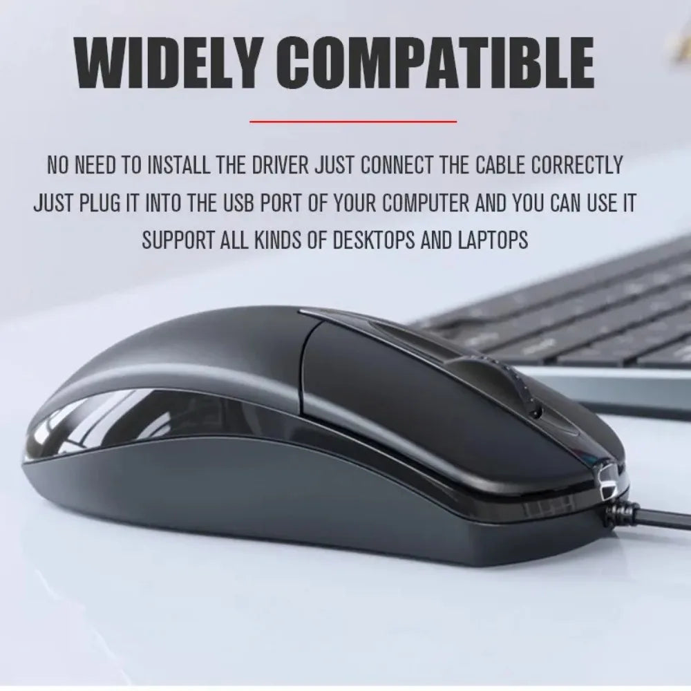 USB Optical Wired Mouse Laptop Home Office Mouse Anti Slip Roller 3D 1200DPI Game Mause Computer Accessories For PC Desktop