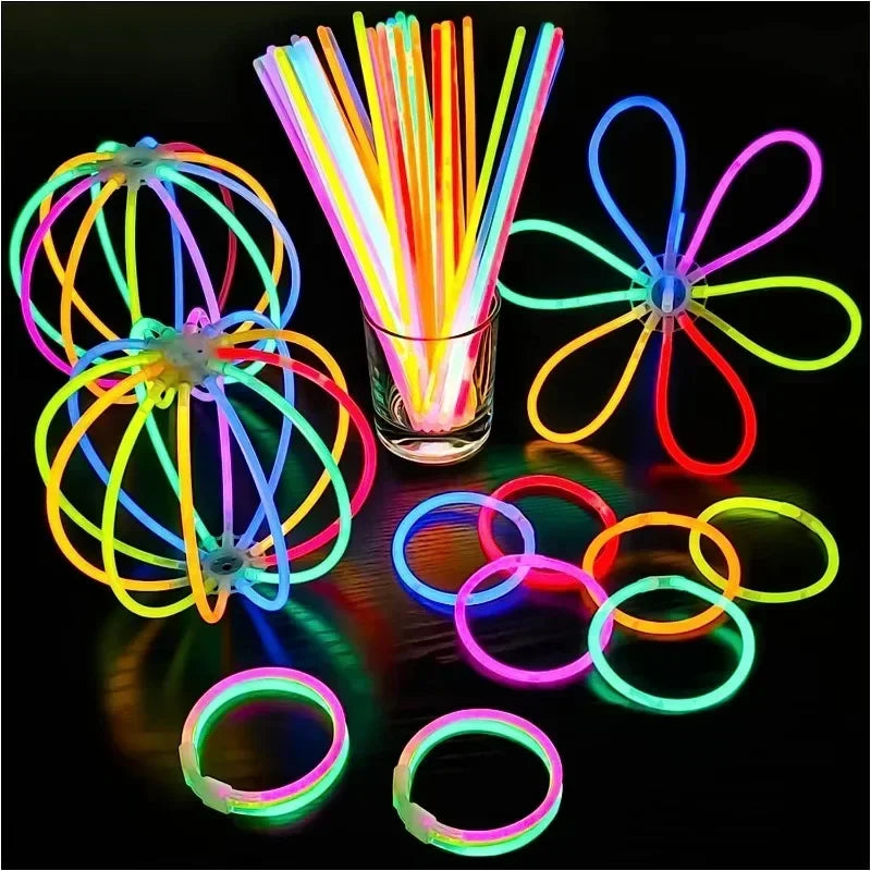 50/5Pcs Fluorescence Sticks Party Multicolor Glowing Stick Bright Colorful Light Bright Bendable Glow Bracelet Party Supplies