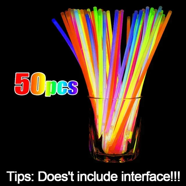 50/5Pcs Fluorescence Sticks Party Multicolor Glowing Stick Bright Colorful Light Bright Bendable Glow Bracelet Party Supplies