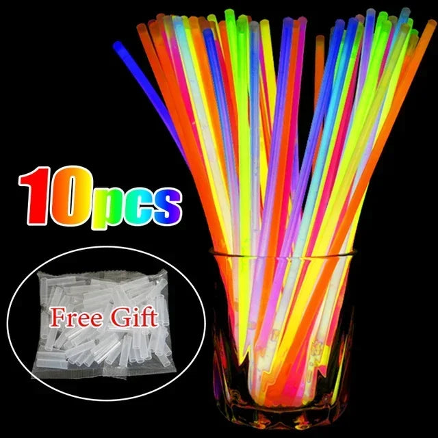 50/5Pcs Fluorescence Sticks Party Multicolor Glowing Stick Bright Colorful Light Bright Bendable Glow Bracelet Party Supplies