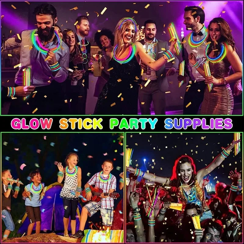 50/5Pcs Fluorescence Sticks Party Multicolor Glowing Stick Bright Colorful Light Bright Bendable Glow Bracelet Party Supplies