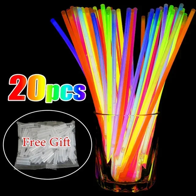 50/5Pcs Fluorescence Sticks Party Multicolor Glowing Stick Bright Colorful Light Bright Bendable Glow Bracelet Party Supplies