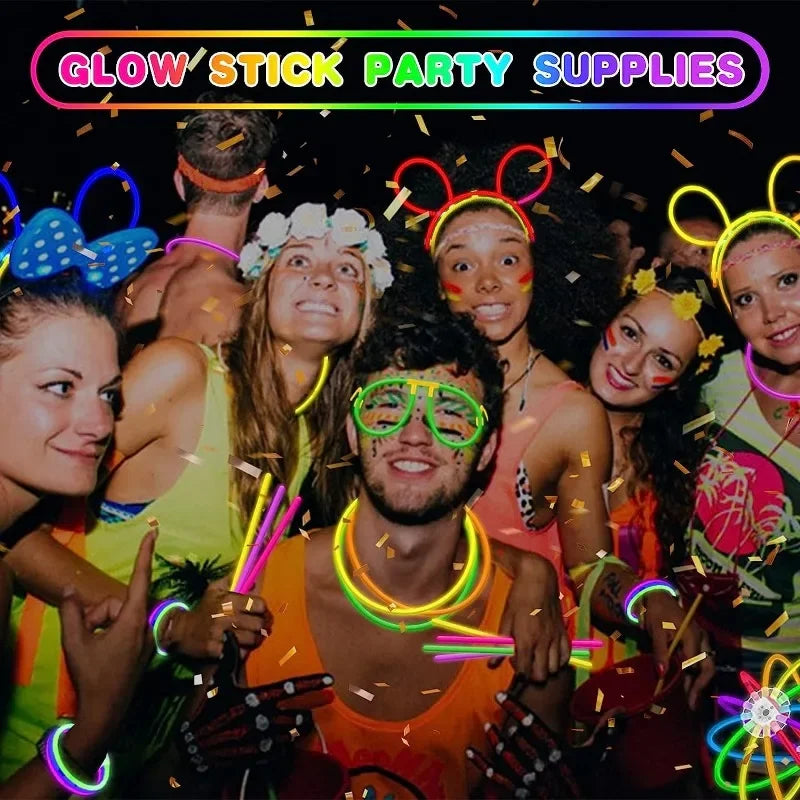 50/5Pcs Fluorescence Sticks Party Multicolor Glowing Stick Bright Colorful Light Bright Bendable Glow Bracelet Party Supplies