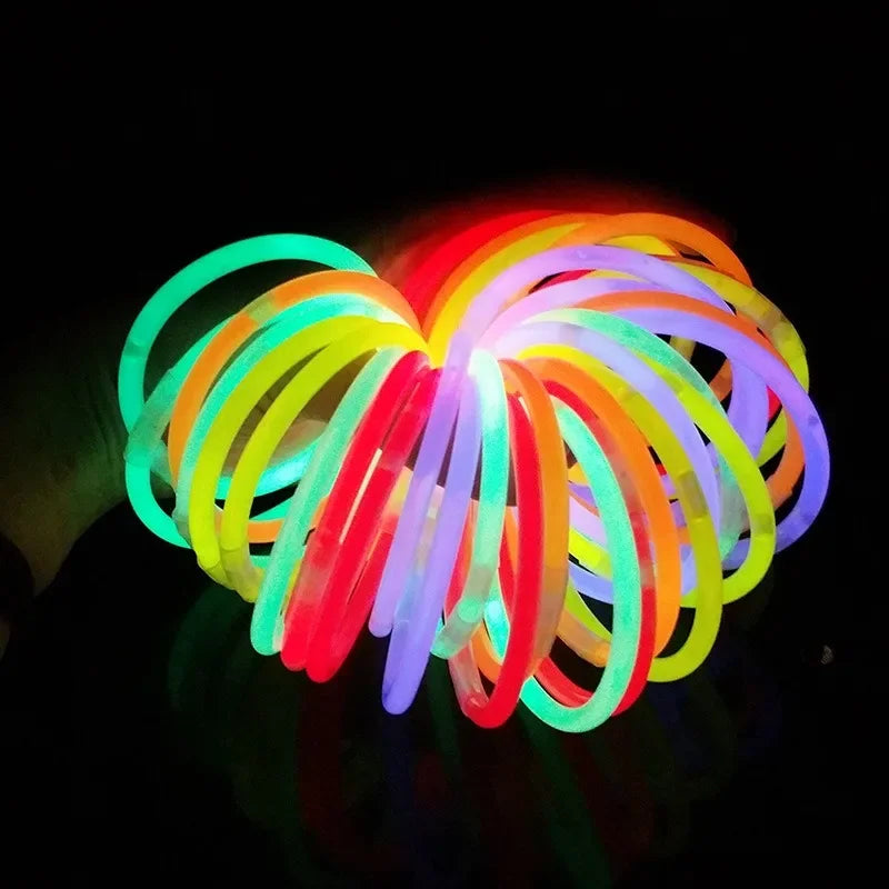 50/5Pcs Fluorescence Sticks Party Multicolor Glowing Stick Bright Colorful Light Bright Bendable Glow Bracelet Party Supplies