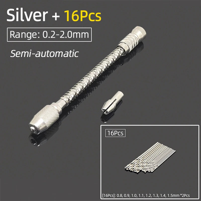 Semi-Automatic Mini Micro Hand Drill Aluminum Spiral Hand Manual Push Chuck 0.2-3.0mm Twist Drill Bits Manual Hole Punch Tools